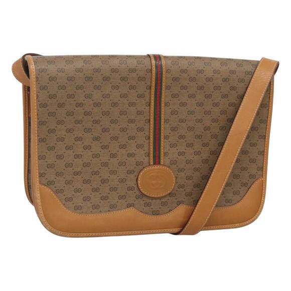 GUCCI Micro GG Supreme Web Sherry Line Shoulder Bag Pvc Beige Gold 001 066 - Picture 1 of 16